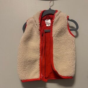 Hanna Andersson Red and Cream Sherpa Vest 6-12 months